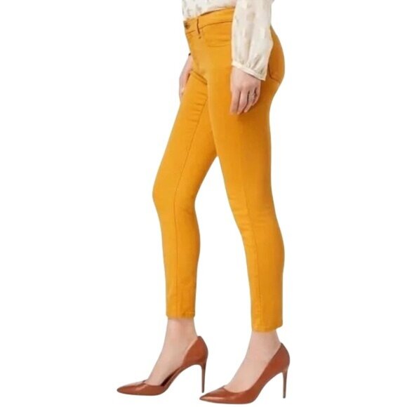 Michael Kors IZZY Jeans Y2K Mustard Gold Metal Logo Skinny Size 4 - Picture 1 of 10